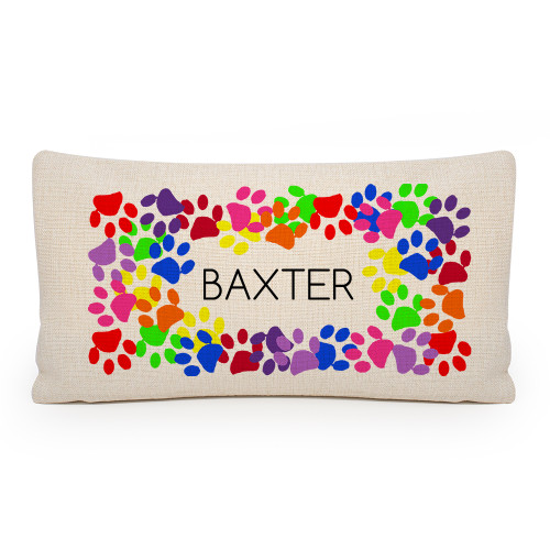 Stamped Dog Paws Lumbar Pillow Cover