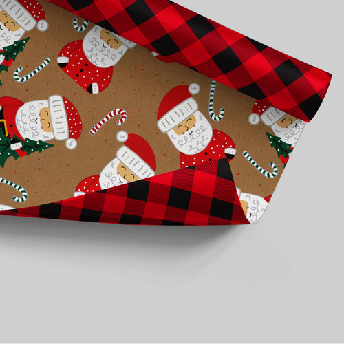 Buffalo Check Santa JUMBO Roll Wrap - Charleston Wrap