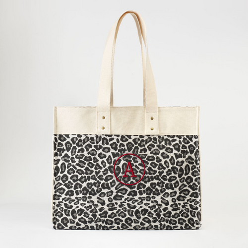 Carson Tote Bag- Snow Leopard - Embroidered