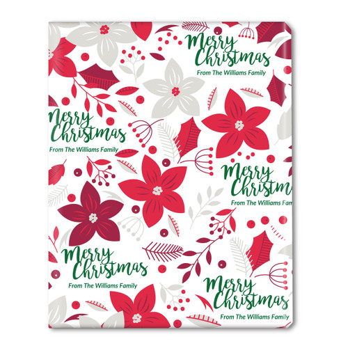 Festive Poinsettias Personalized Gift Wrap