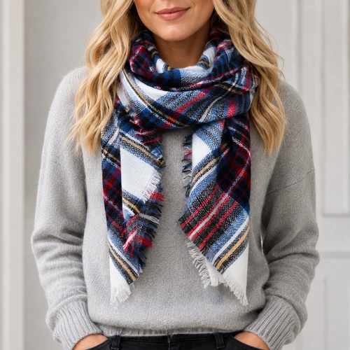 Leigh Plaid Blanket Scarf/Wrap