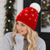 Snowflakes Pom Beanie-Red - Embroidered