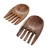 A clear product shot of the two acacia salad servers against a white background, showcasing their claw-like shape for easy tossing and serving.