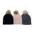 Blush Bubble Knit Pom Beanie