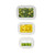 The three glass storage containers are shown nested inside one another for compact, space-saving storage, with their lids stacked neatly beside them.