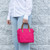 Hot Pink Puffy Lunch Tote - Embroidered