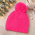 Pom Beanie - Neon Pink - Embroidered