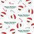 A detailed view of the repeating tile pattern on the personalized gift wrap, highlighting the cheerful Black Santa Claus and festive candy cane design.