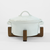 Forma Small Round Stoneware Baker with Lid & Acacia Stand - Bel Piatto