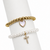 Heart & Cross Charm Beaded Bracelets - White/Gold