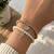 Heart & Cross Charm Beaded Bracelets - White/Gold