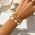 Gold Cross & Beads Stretch Bracelets - Ivory/Clear