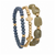 Gold Cross & Beads Stretch Bracelets - Sage/Blue