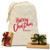 Merry Christmas Script Natural Drawstring Gift Sack