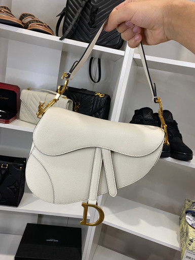 CHRISTIAN DIOR SADDLE BAG WITH STRAP WHITE – Lbite Luxury Branded