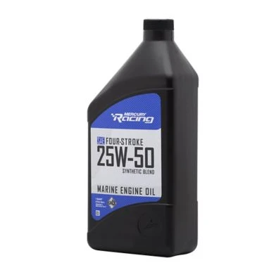 Mercury Racing 25W-50 Synthetic Blend 4-Stroke Marine Engine Oil - 1 Quart 8M0078013