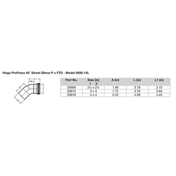 Viega ProPress - 2-1\/2" - 45 Copper Elbow - Street\/Press Connection - Smart Connect Technology [20668]