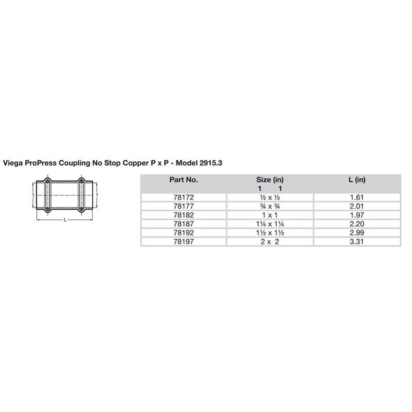 Viega ProPress 3\/4" Copper Coupling w\/o Stop - Double Press Connection - Smart Connect Technology [78177]