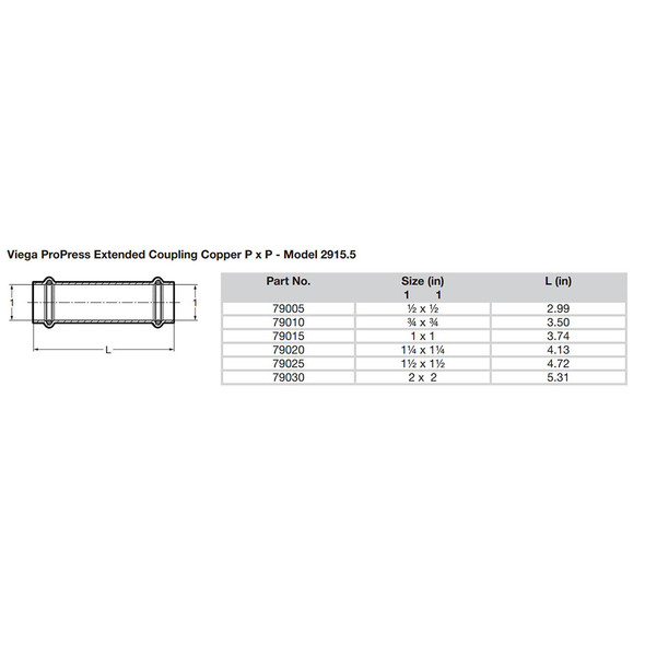 Viega ProPress 2" Extended Coupling w\/o Stop - Double Press Connection - Smart Connect Technology [79030]