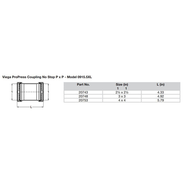 Viega ProPress 2-1\/2" Copper Coupling w\/o Stop - Double Press Connection - Smart Connect Technology [20743]