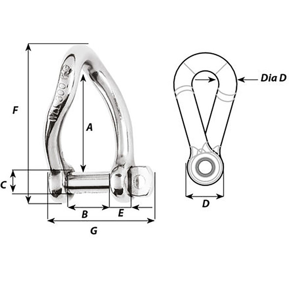 Wichard Self-Locking Twisted Shackle - 10mm Diameter - 13\/32" [1225W]