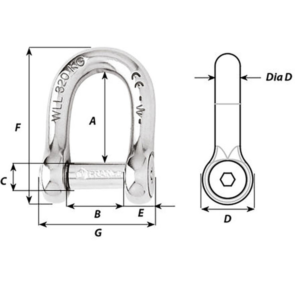 Wichard Self-Locking Allen Head Pin D Shackle - 8mm Diameter - 5\/16" [1304W]