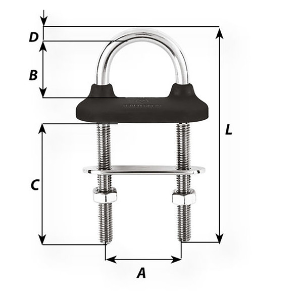 Wichard Black Watertight U-Bolt - 8mm Diameter - 5\/16" - 80mm Length - 3-5\/32" [65341W]