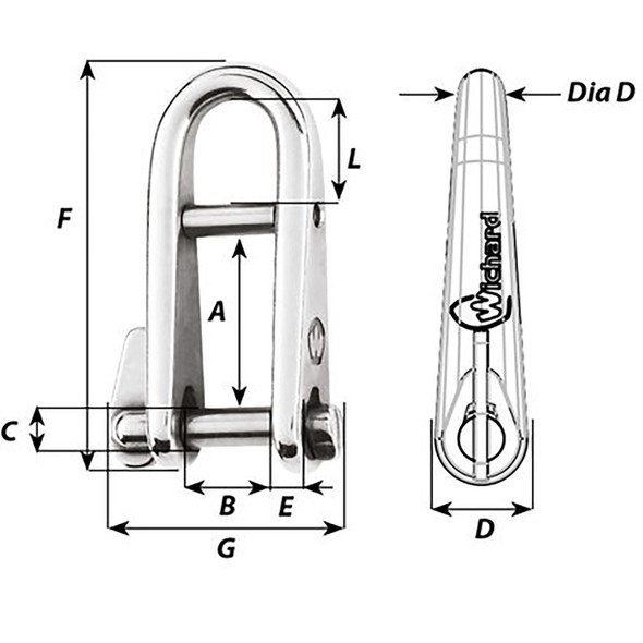 Wichard HR Key Pin Shackle With Bar - 5mm Pin Diameter [91432W]