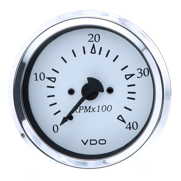 VDO Cockpit Marine 85MM (3-3\/8") Diesel Tachometer - 4000 RPM - White Dial\/Chrome Bezel  [333-15273]