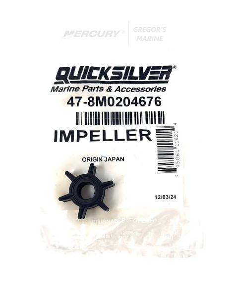 Mercury Water Pump Impeller, 4HP-6HP FourStroke 8M0204676