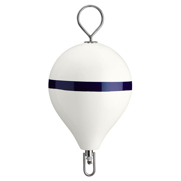 Polyform 17" CM Mooring Buoy w\/SS Iron - White Blue Stripe [CM-3-SS WHT W\/STR\/SS]