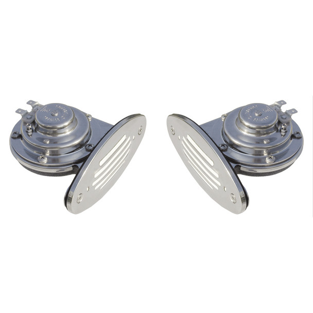 Schmitt Marine Mini Stainless Steel Dual Drop-In Horn w\/Stainless Steel Grills High  Low Pitch [10055]