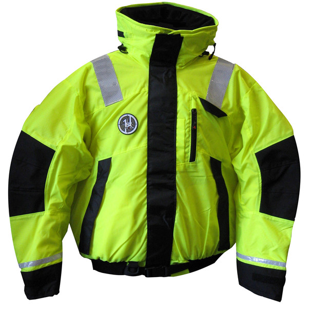 First Watch AB-1100 Flotation Bomber Jacket - Hi-Vis Yellow\/Black - Medium [AB-1100-HV-M]