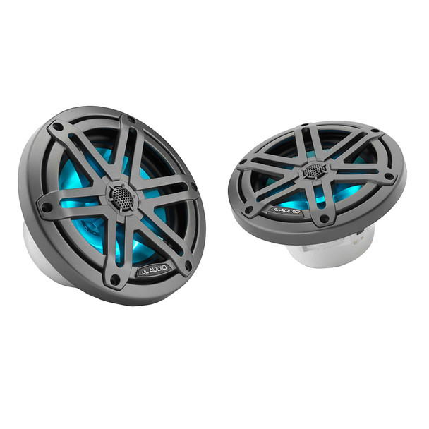 JL Audio M3 Series 6.5" Marine Coaxial Speakers w\/Grey Metallic Sport Grilles w\/RGB LED Lighting - M3-650X-S-Gm-i [010-03062-00]