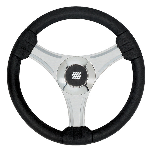 Uflex - Tavolara - 13.8" Black Polyurethane Steering Wheel w\/Silver Spokes  X62 Hub [65277N]
