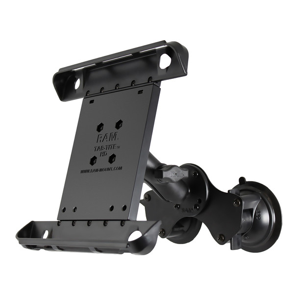 RAM Mount Double Twist-Lock Suction Cup Mount w\/Tab-Tite Universal Spring Loaded Cradle f\/Apple iPad 1-4 w\/or w\/o Light Duty Case [RAM-B-189-TAB3U]