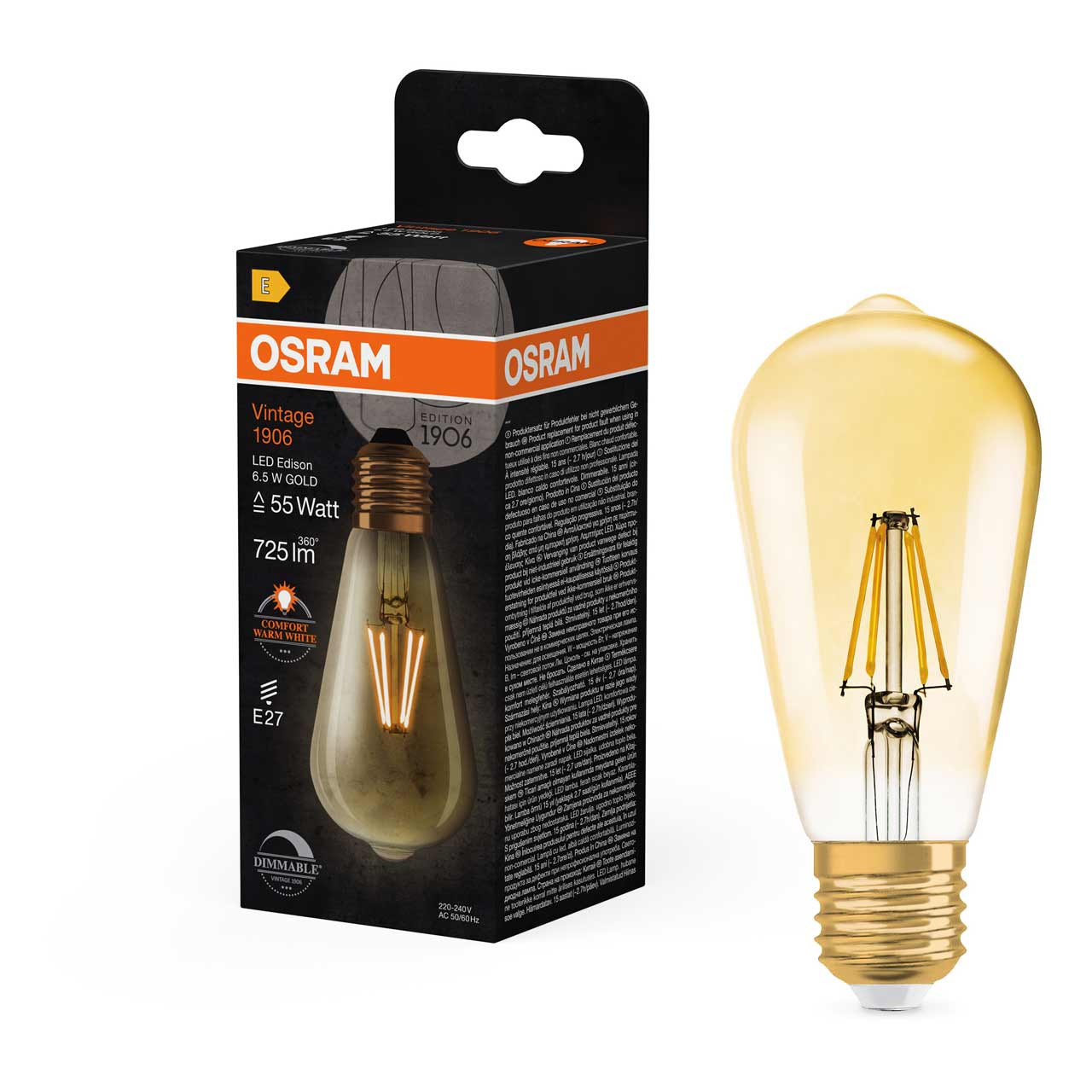 Osram LED ST64 E27 Dim 2400K Squirrel Cage SimplyLED