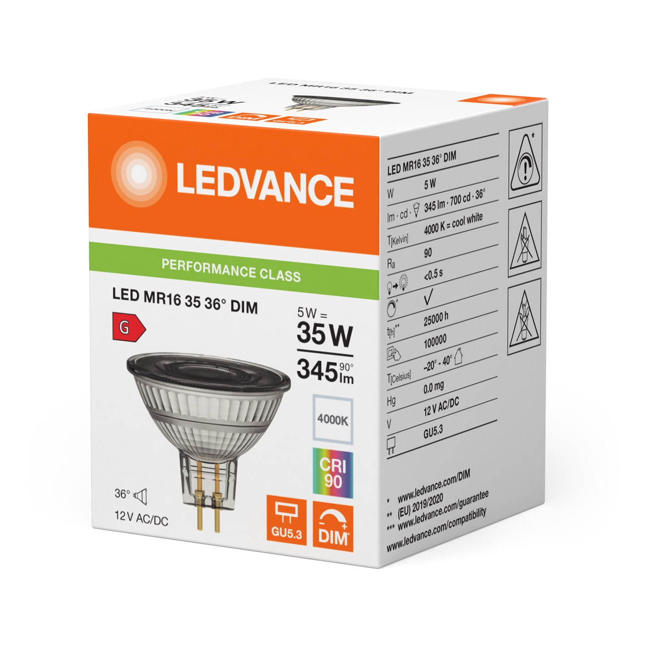 Lampadina LED MR16 GU5.3 12V 5W 3000K - Luce Calda Per Faretti, Sostitutiva Alogena, Basso Consumo