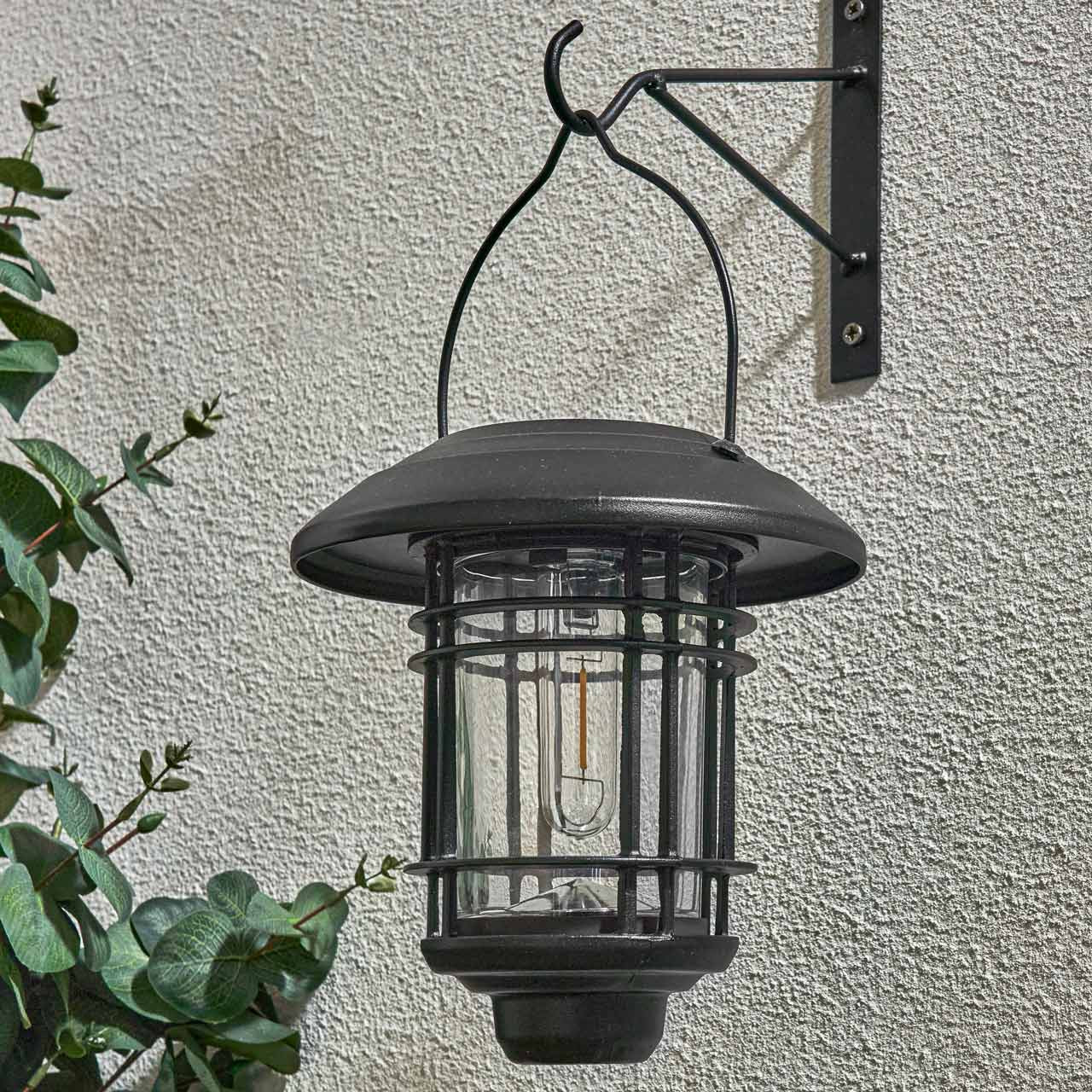 Zink HORDEN LED Solar Hanging Wall Lantern Black | SimplyLED