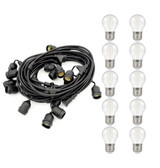 Premium 10m Connectible Outdoor Festoon Light E27 with 20x LED Golfball Light Bulbs White