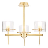 Spa Gene 3 Light Ceiling Light Clear Glass and Satin Brass 2