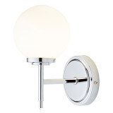 Spa Porto Single Globe Wall Light Opal and Chrome 2