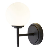 Spa Porto Single Globe Wall Light Opal and Matt Black 2