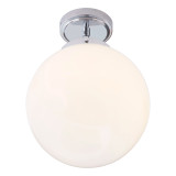 Spa Porto Single Globe Semi-Flush Ceiling Light Opal and Chrome 2