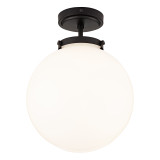 Spa Porto Single Globe Semi-Flush Ceiling Light Opal and Matt Black 2