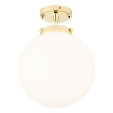Spa Porto Single Globe Semi-Flush Ceiling Light Opal and Brass 2