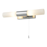 Spa Aries 2-Light Wall Light with Pull Switch Opal Glass and Chrome 2