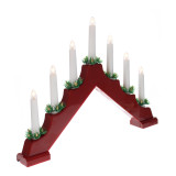 Festive Battery Operated Red Candle Bridge with 7 Candles - Warm White LEDs 2