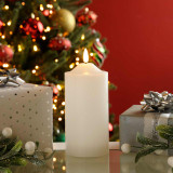 Festive 15cm Battery Operated Wax Firefly Pillar Candle With Timer White 1