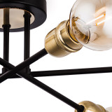 Firstlight Trident Modern Style 6-Light Flush Ceiling Light Black and Brushed Brass 2
